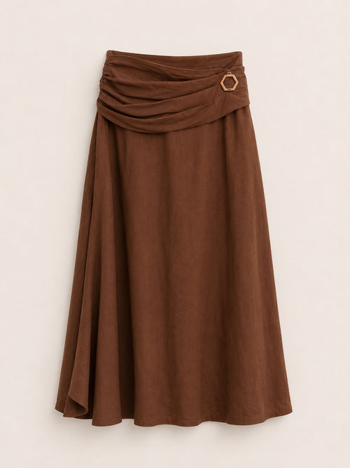 Pre-Order Beach Linen Skirt - Brown